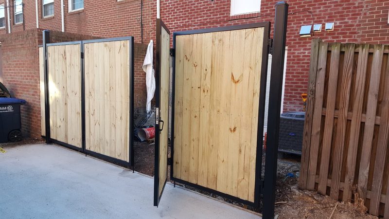 Completed custom wood and metal double gate