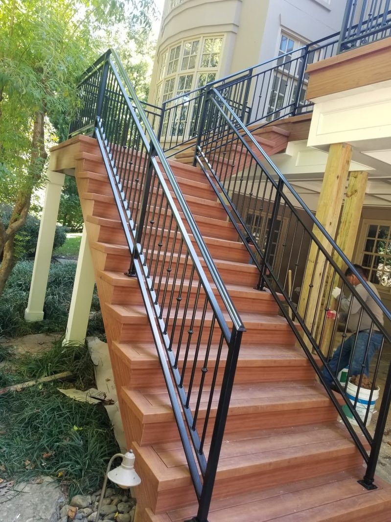 Completed exterior staircase and railing system